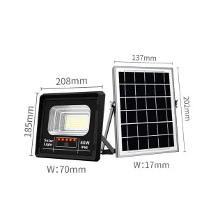 Proiector Solar IP66 cu Telecomandă și Senzor,50W/100W/150W/200W/300W/400W/500W/600W/1200W Negru