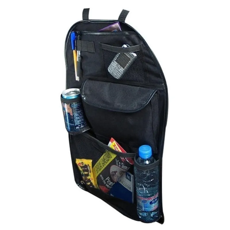 Organizator Auto cu Buzunare pentru Spătar Scaun, Poliester, Pliabil, Suport Telefon și Băuturi