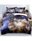 Set Lenjerie Pat Cosmic Cat ZAHHYG 135×200 cm Microfibră