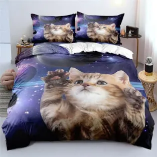 Set Lenjerie Pat Cosmic Cat ZAHHYG 135×200 cm Microfibră 2