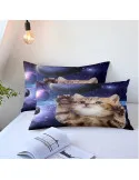 Set Lenjerie Pat Cosmic Cat ZAHHYG 135×200 cm Microfibră