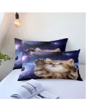 Set Lenjerie Pat Cosmic Cat ZAHHYG 135×200 cm Microfibră