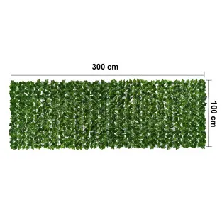 Gard artificial verde cu frunze, 300x100cm, ECO 2