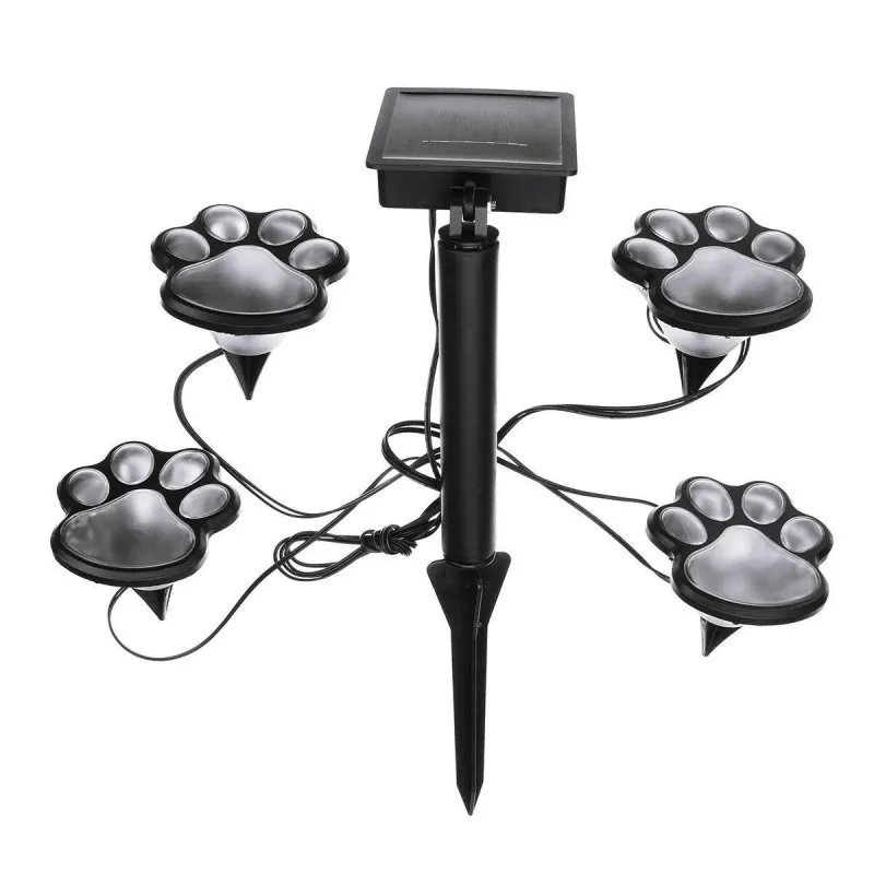 Set 4 Lămpi Solare Paw Print – Iluminare Decorativă cu Labuțe