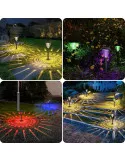Set 4 Lampi Solare LED pentru Alee și Grădină, Alb Cald + RGB, Schimbare Culoare, IP65