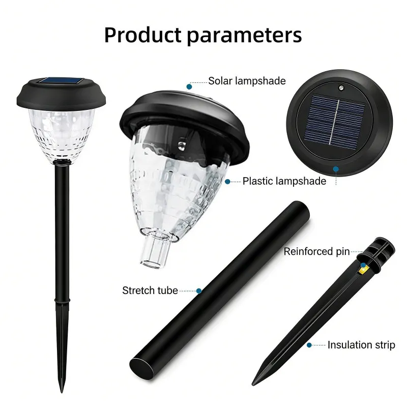 Set 4 Lampi Solare LED pentru Alee și Grădină, Alb Cald + RGB, Schimbare Culoare, IP65