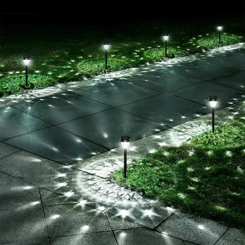 Set 4 Lampi Solare LED pentru Alee și Grădină, Alb Cald + RGB, Schimbare Culoare, IP65