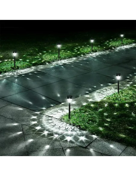 Set 4 Lampi Solare LED pentru Alee și Grădină, Alb Cald + RGB, Schimbare Culoare, IP65
