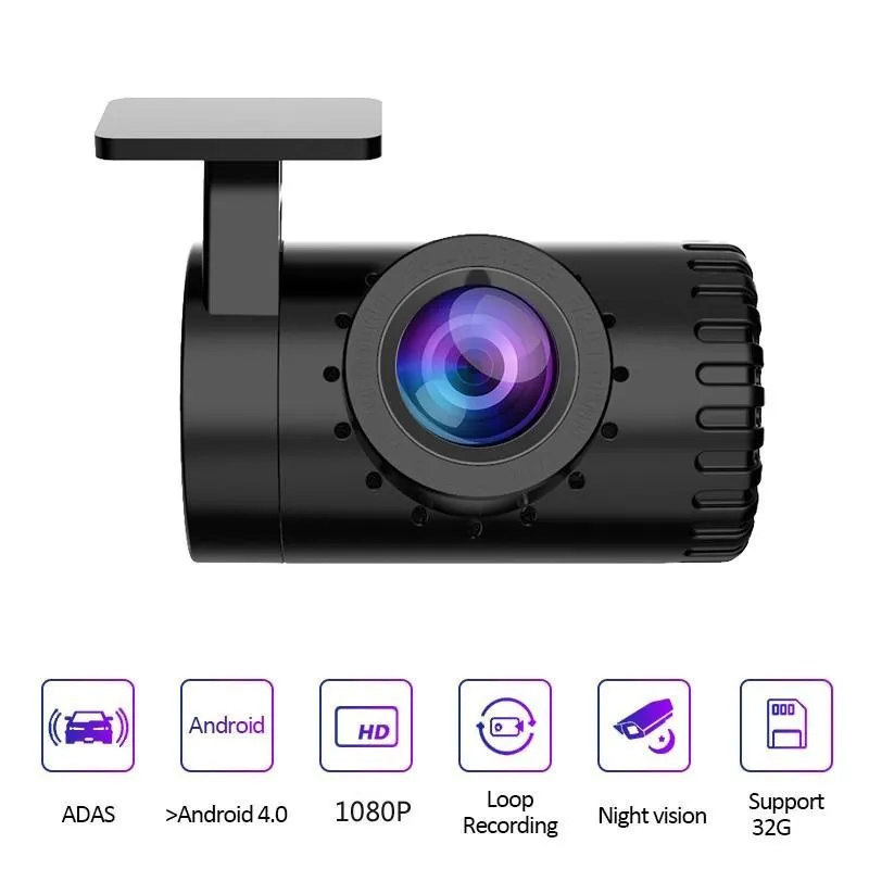 Camera Auto DVR Mini F20, 720P, Functie ADAS, MicroSD, Conexiune USB