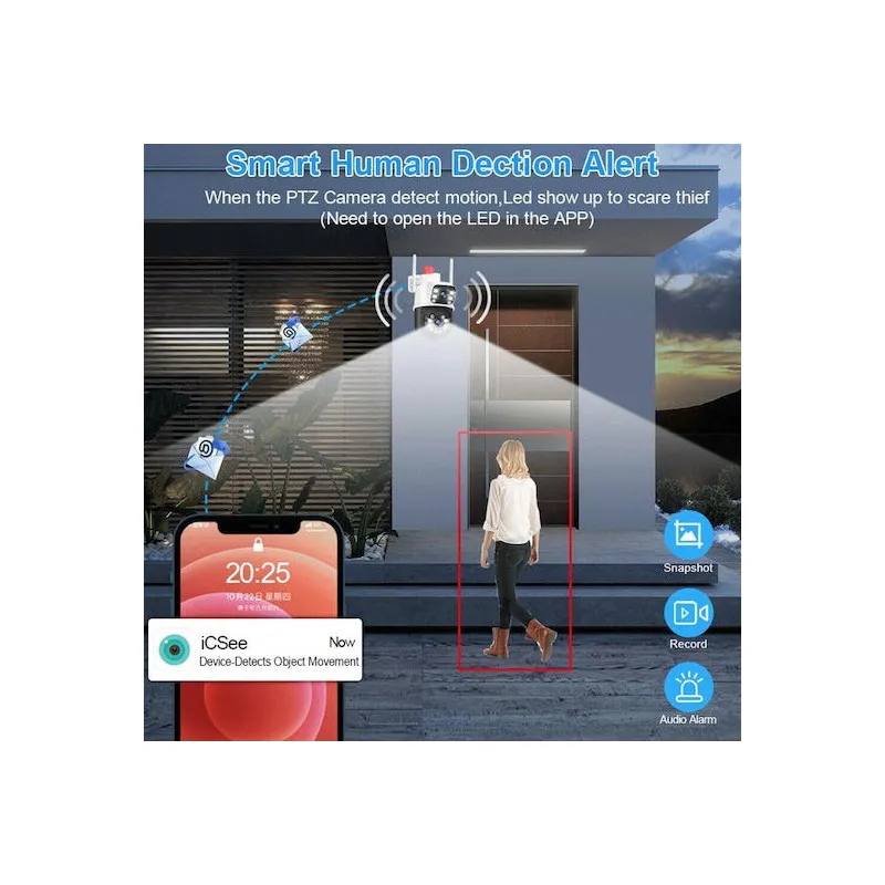 Jortan JT-9689 IP Cameră de Supraveghere Wi-Fi Full HD 1080p Rezistentă la apă cu Comunicare Bidirecțională