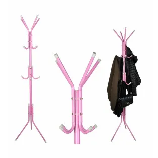 Cuier Metalic Tip Pom, 12 Agatatori pe 3 Nivele, Inaltime 175cm, Culoare Roz