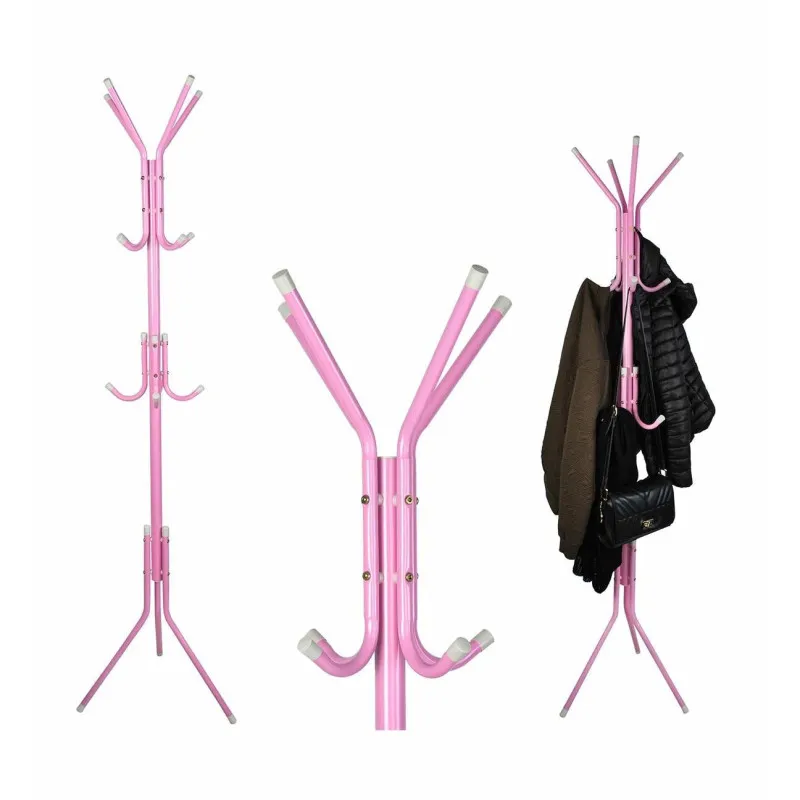 Cuier Metalic Tip Pom, 12 Agatatori pe 3 Nivele, Inaltime 175cm, Culoare Roz