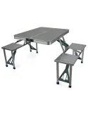Masă pliabilă tip geamantan pentru picnic, aluminiu, set 5 piese (1 masă + 4 scaune), 84 x 66 cm