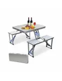 Masă pliabilă tip geamantan pentru picnic, aluminiu, set 5 piese (1 masă + 4 scaune), 84 x 66 cm