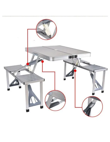 Masa pliabila tip geamantan pentru picnic, din aluminiu