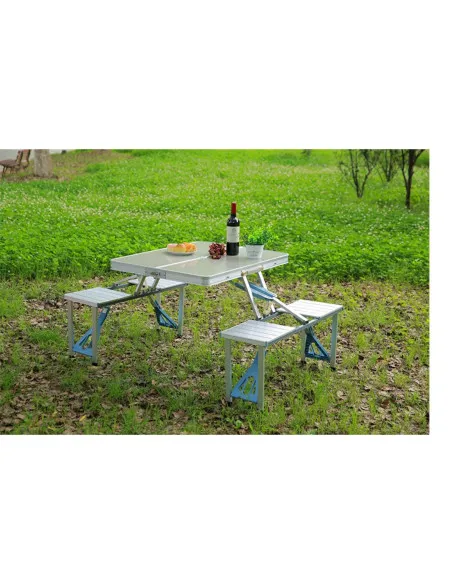 Masa pliabila tip geamantan pentru picnic, din aluminiu