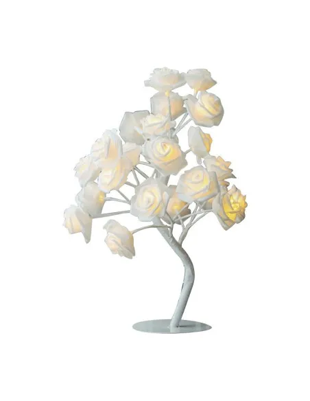 Veioza trandafir cu 24 de leduri, alb/crem, 45 cm