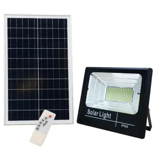 Proiector LED 100W cu panou solar, telecomanda