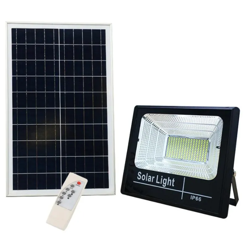 Proiector LED 100W cu panou solar, telecomanda