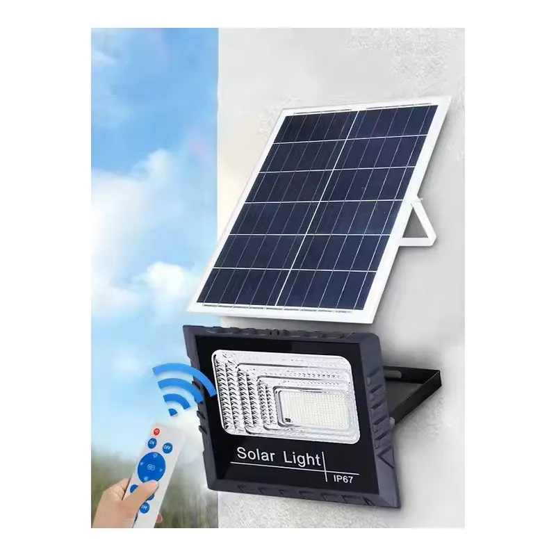 Proiector LED 100W cu panou solar, telecomanda