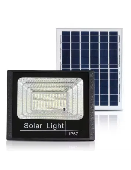 Proiector LED 100W cu panou solar, telecomanda