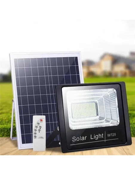 Proiector LED 100W cu panou solar, telecomanda