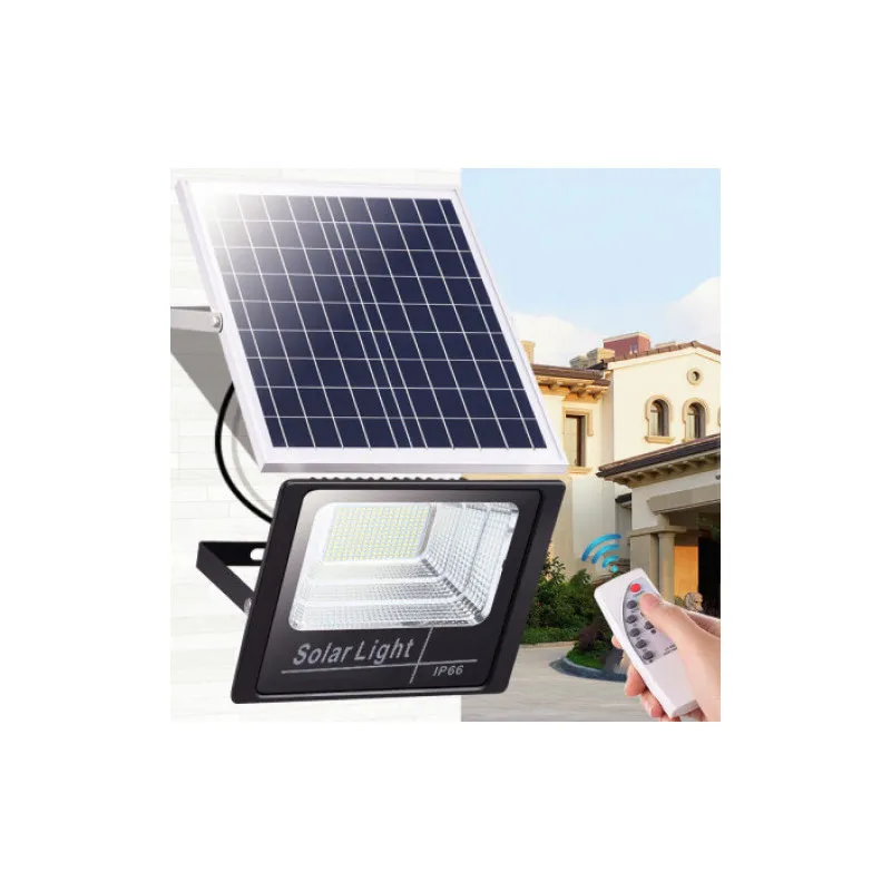 Proiector LED 100W cu panou solar, telecomanda