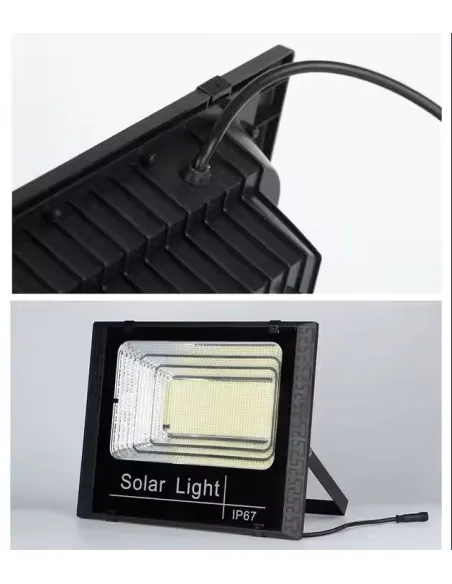 Proiector LED 100W cu panou solar, telecomanda