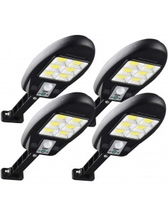 Set 4 lampi cu incarcare solara, 48 x LED COB, senzor de miscare