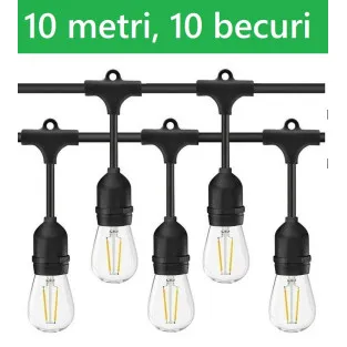 Ghirlanda Luminoasa, 10 Metri cu 10 Dulii E27, interconectabila