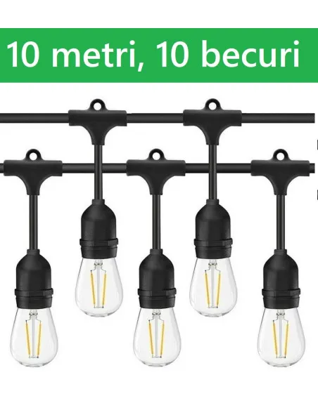 Ghirlanda Luminoasa, 10 Metri cu 10 Dulii E27, interconectabila
