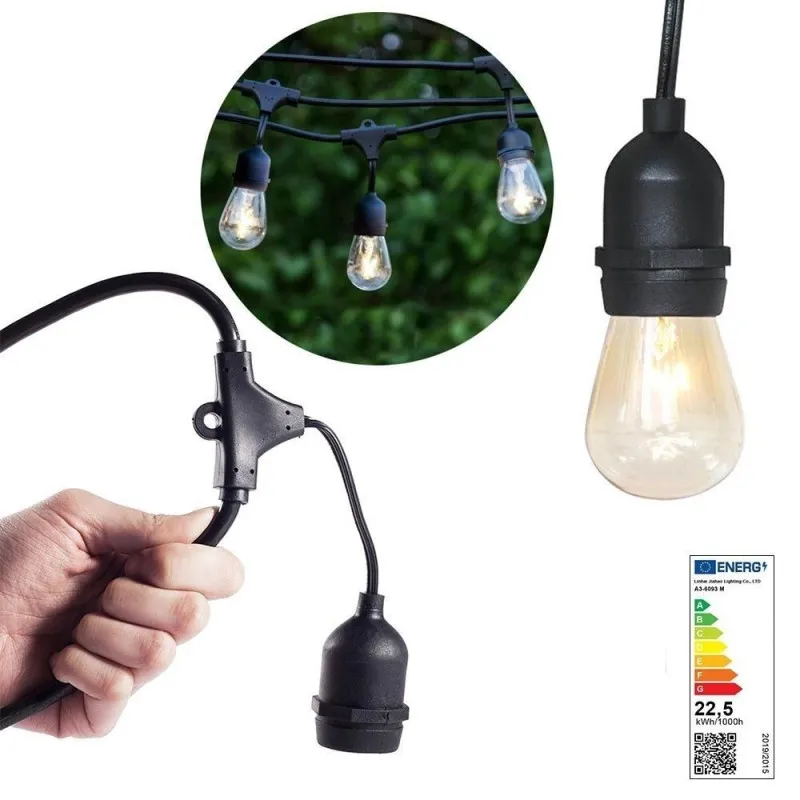 Ghirlanda Luminoasa, 10 Metri cu 10 Dulii E27, interconectabila