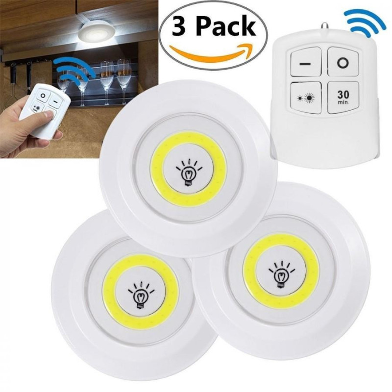 Set 3 lampi LED 3W COB cu telecomanda red-mag.ro