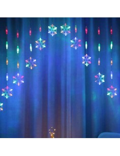 Instalatie perdea luminoasa pentru Craciun cu fulgi de zapada 2