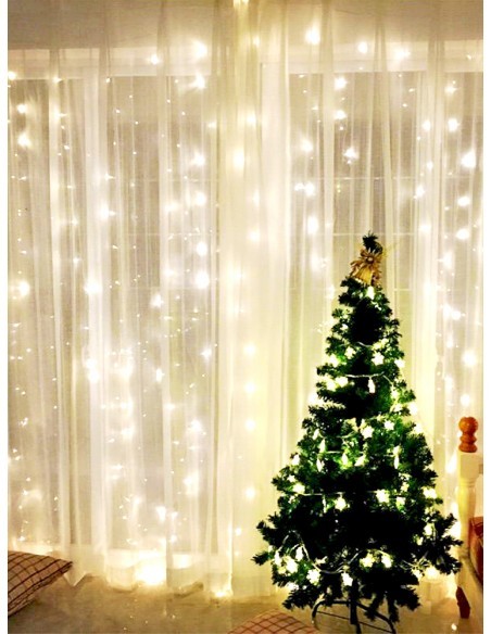 Instalatie perdea 3x1m, 300LED, 8 Programe, Lumina Calda, cu