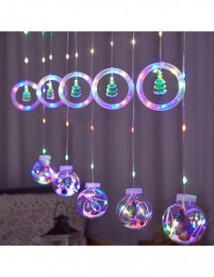 Instalatie perdea cu globuri si cercuri cu braduti, 10 2