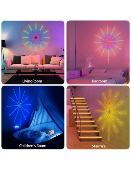 Instalatie Artificii LED Smart, RGB Muzica, telecomanda si