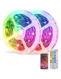 Rola led RGB, vibrante pe muzica cu telecomanda si control din