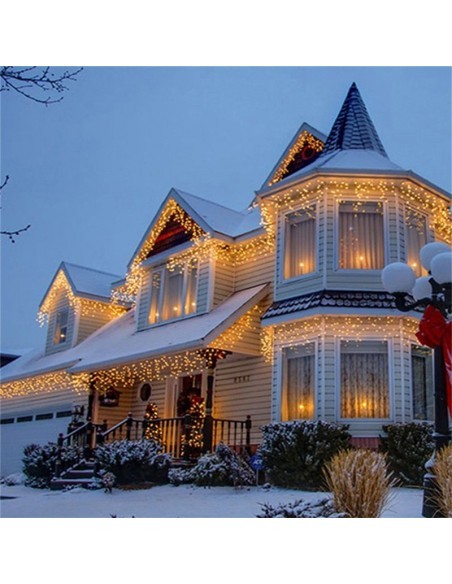 Instalatie tip franjuri, 20 metri, 500 LED-uri tip turturi