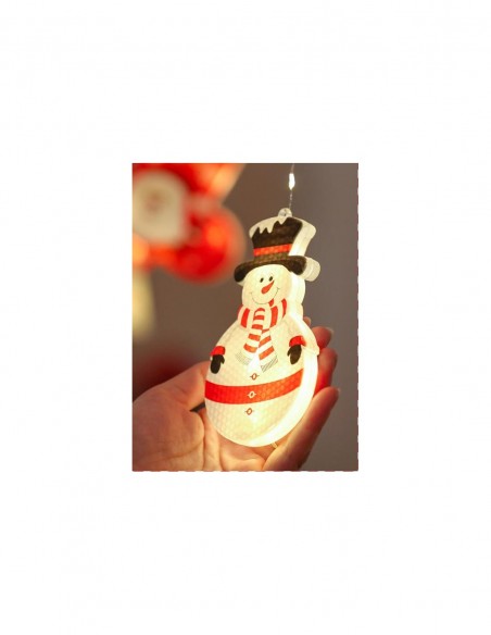 Perdea de Crăciun LED,10 Figurine si Braduti, 3m