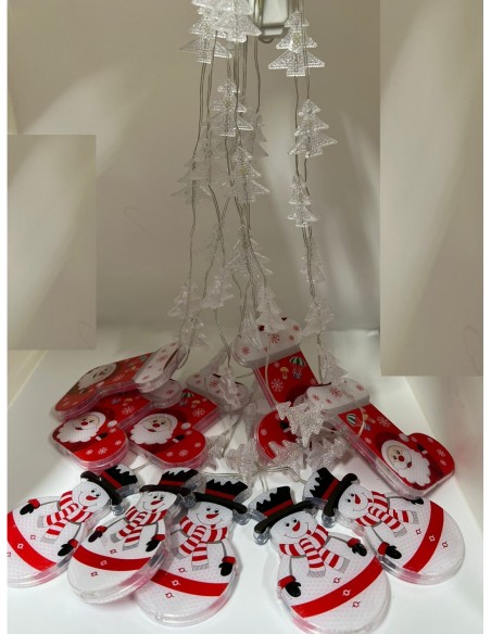 Perdea de Crăciun LED,10 Figurine si Braduti, 3m