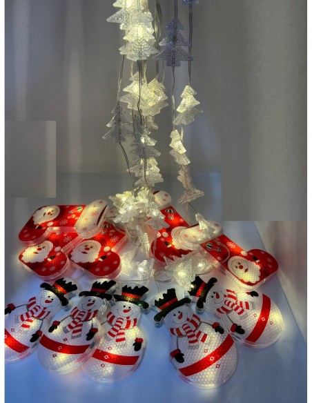 Perdea de Crăciun LED,10 Figurine si Braduti, 3m