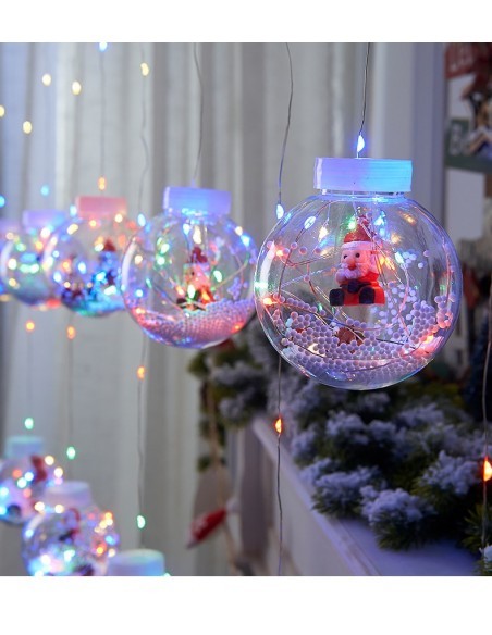 Instalatie perdea cu globuri si Mos Craciun, 10 globuri, 2.5m
