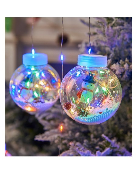 Instalatie perdea cu globuri si Mos Craciun, 10 globuri, 2.5m