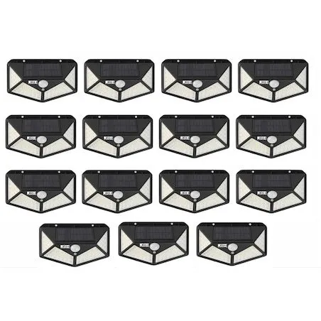 Set 15 lampi de exterior cu 100 LED uri cu incarcare solara si