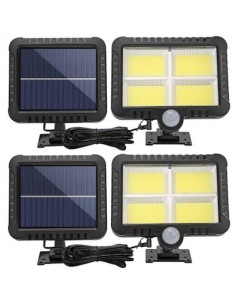 Set 2 lampi solare 128 x LED COB, senzor de miscare si panou