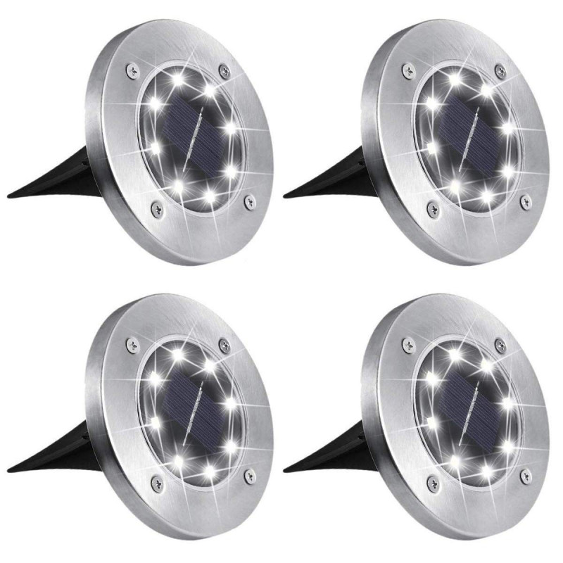 Set 4 x lampa solara cu 8 leduri si senzor de lumina cu fixare