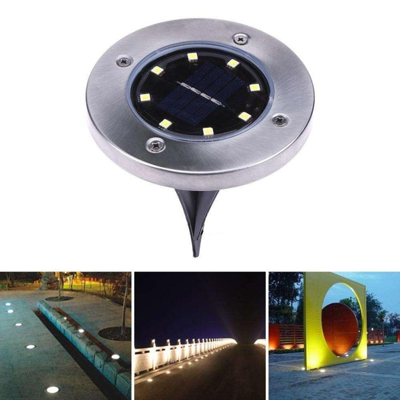 Set 4 x lampa solara cu 8 leduri si senzor de lumina cu fixare