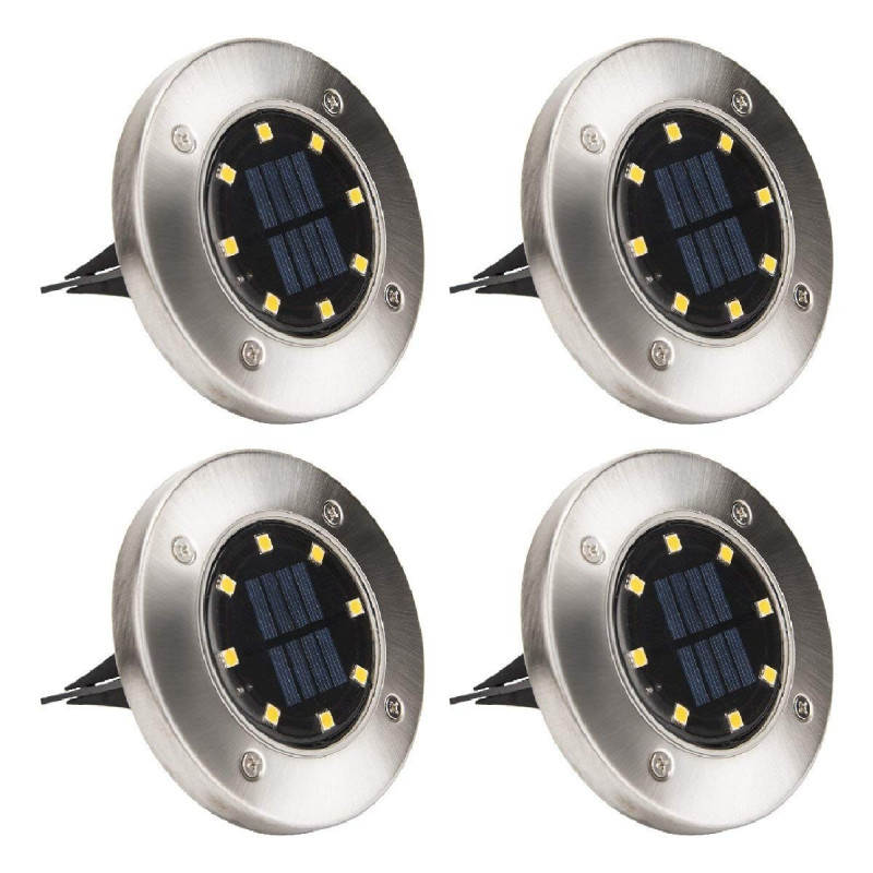 Set 4 x lampa solara cu 8 leduri si senzor de lumina cu fixare