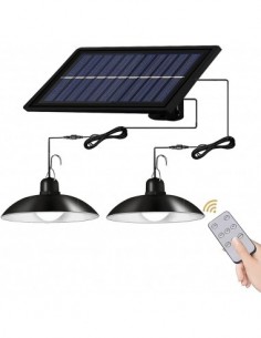 Set 2 Lampi solare cu LED si panou solar, cu telecomanda, IP66